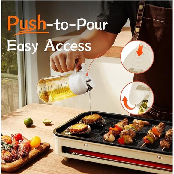2 in 1 Glass Olive Oil Dispenser Bottle Sprayer for Cooking- White - Picture 6 of 6